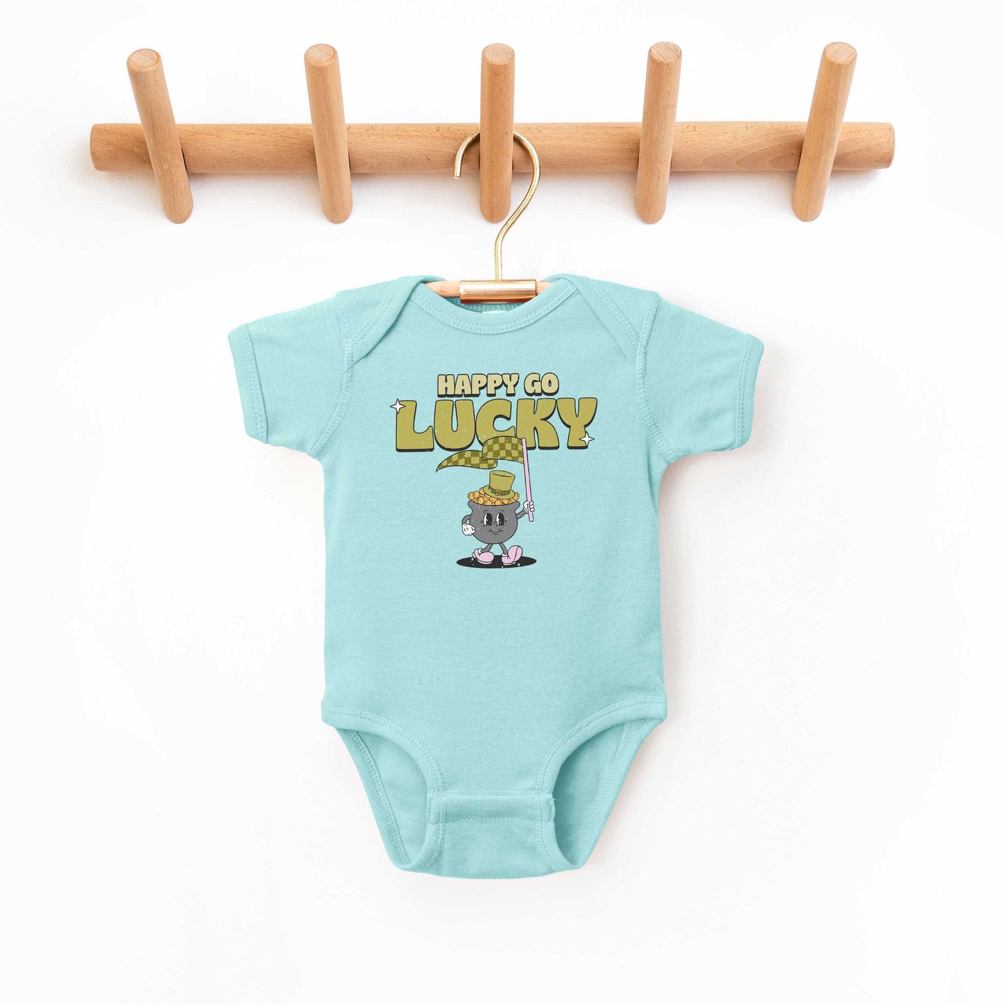 Happy Go Lucky Pot Of Gold | Baby Graphic Short Sleeve Onesie