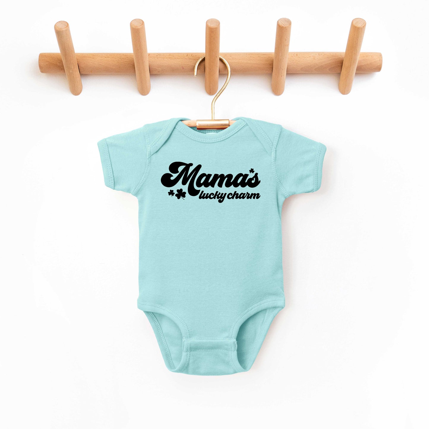 Retro Mama's Lucky Charm | Baby Graphic Short Sleeve Onesie