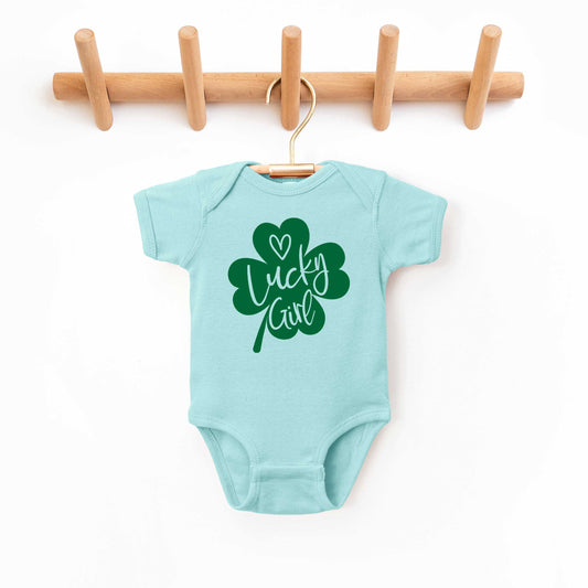 One Lucky Girl Heart | Baby Graphic Short Sleeve Onesie