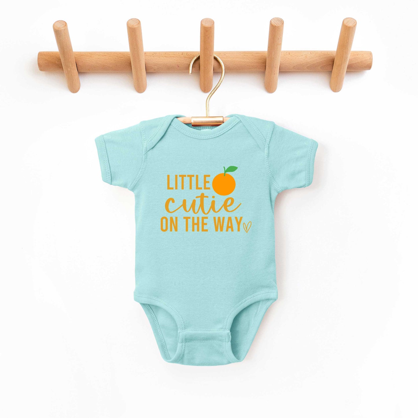 Little Cutie On The Way Orange | Baby Graphic Short Sleeve Onesie