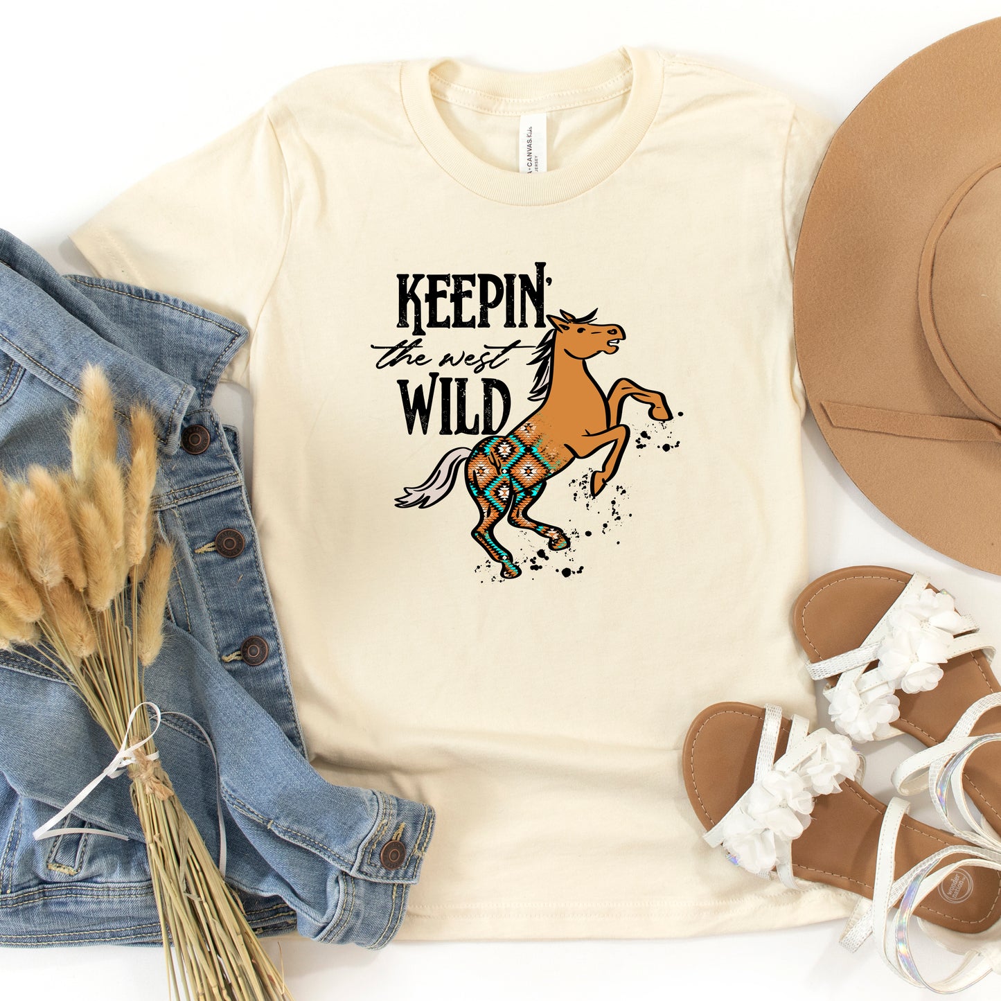 Keepin The West Wild Horse | Youth Graphic Short Sleeve Tee