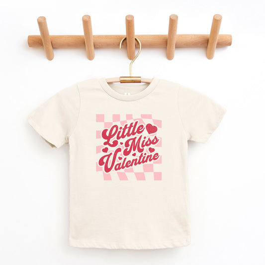 Checkered Little Miss Valentine | Toddler Graphic Short Sleeve Tee