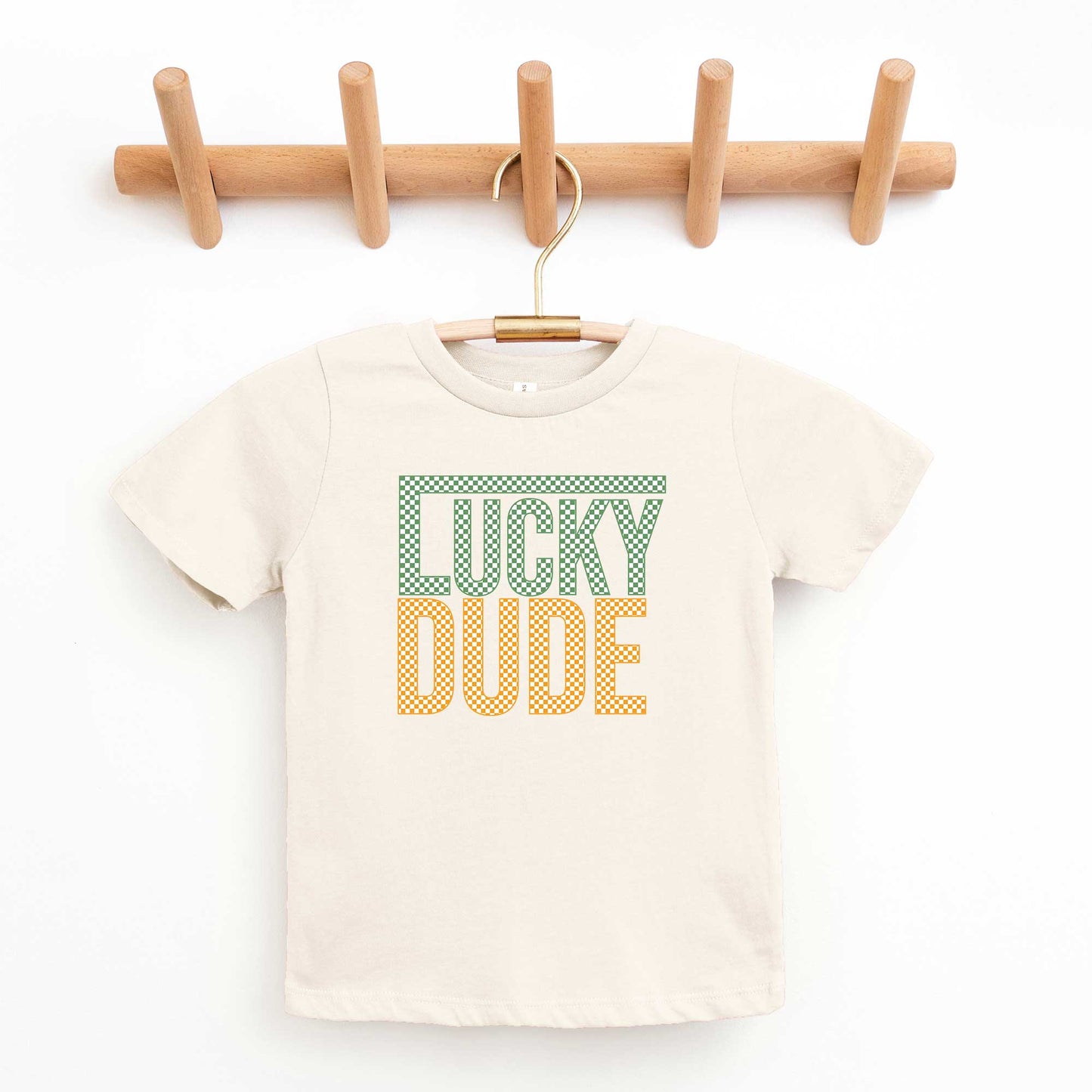 Block Checkered Lucky Dude | Youth Short Sleeve Crew Neck