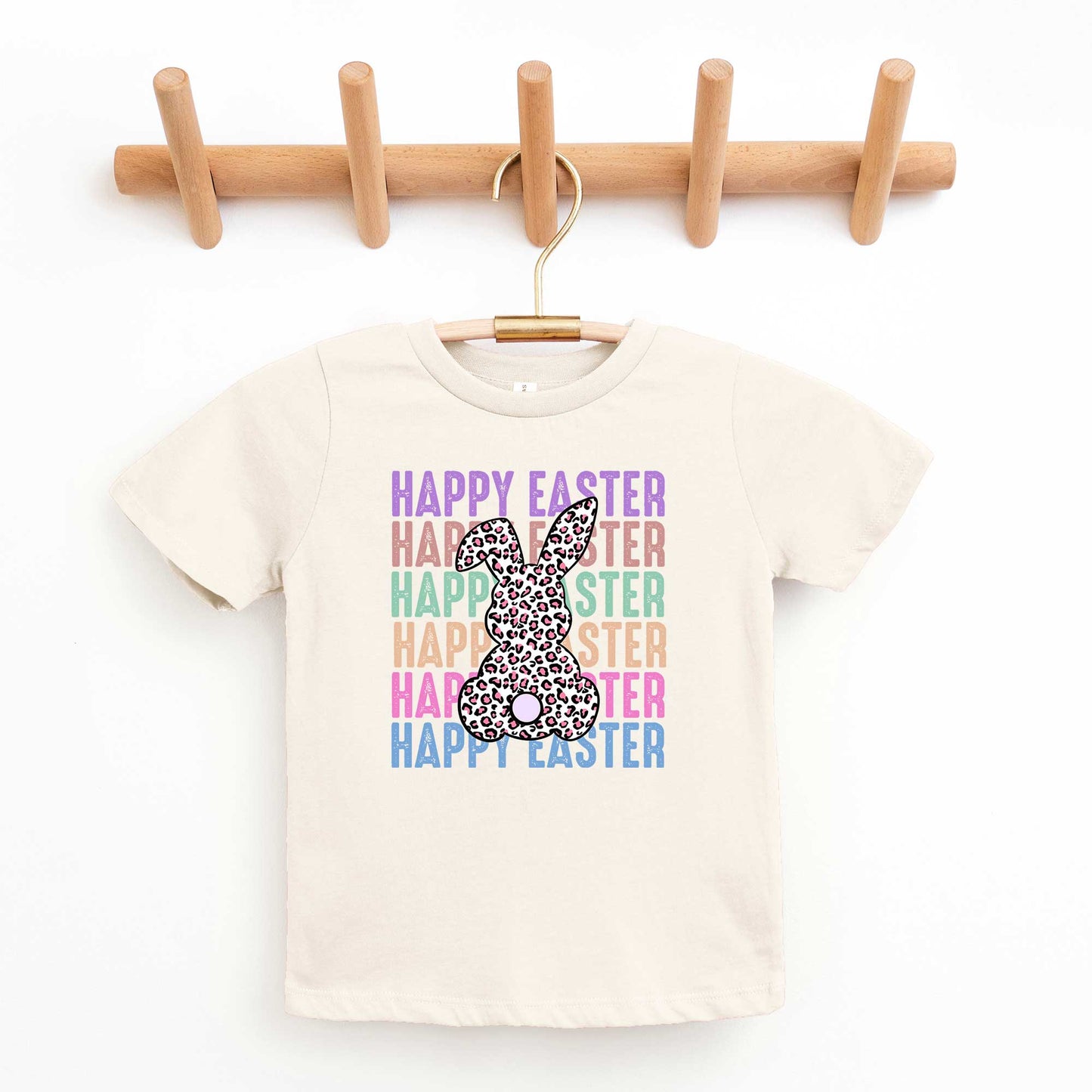 Easter Stacked Leopard Bunny | Youth Short Sleeve Crew Neck