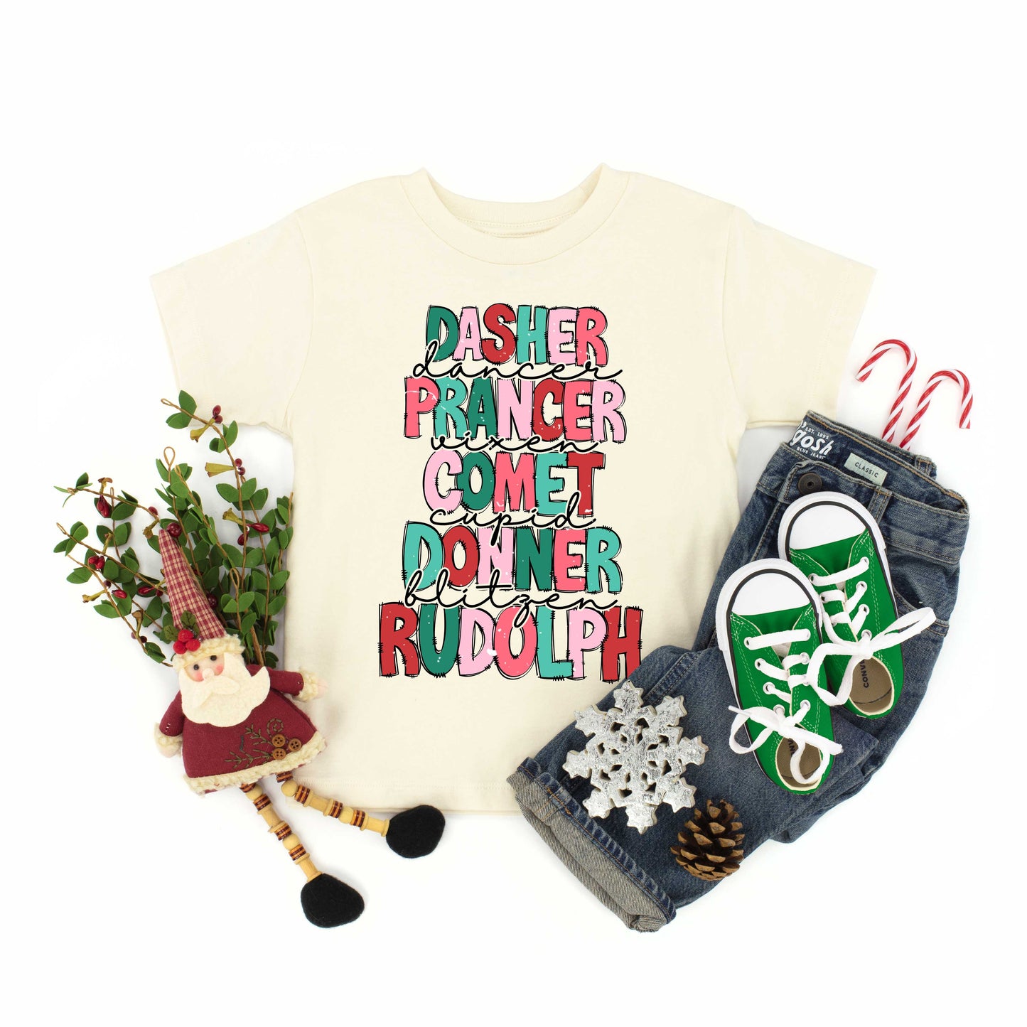 Reindeers Stacked | Youth Graphic Short Sleeve Tee