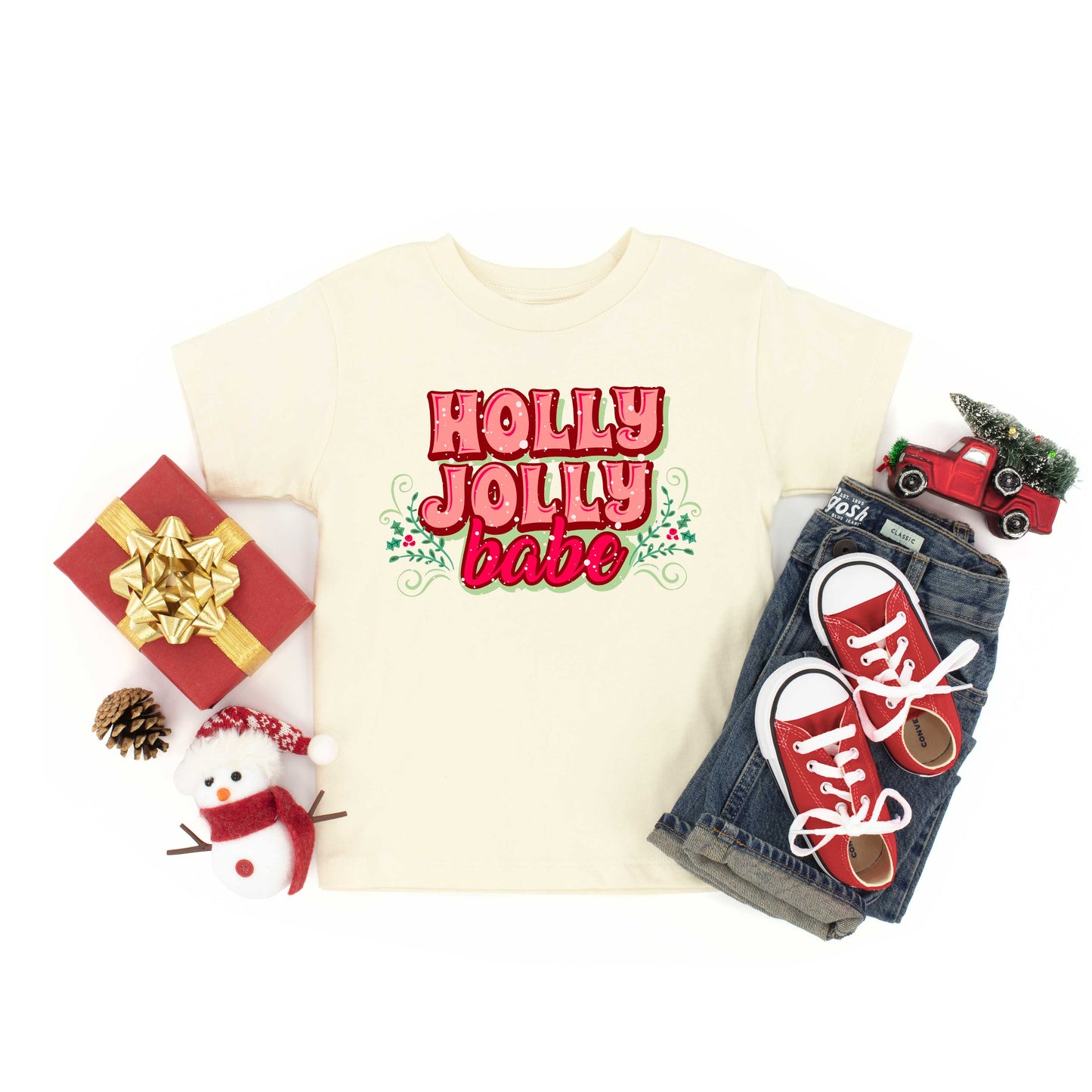 Holly Jolly Babe Stacked | Toddler Graphic Short Sleeve Tee