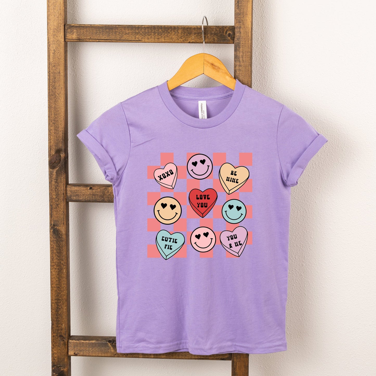Candy Heart Smile Solid | Youth Graphic Short Sleeve Tee