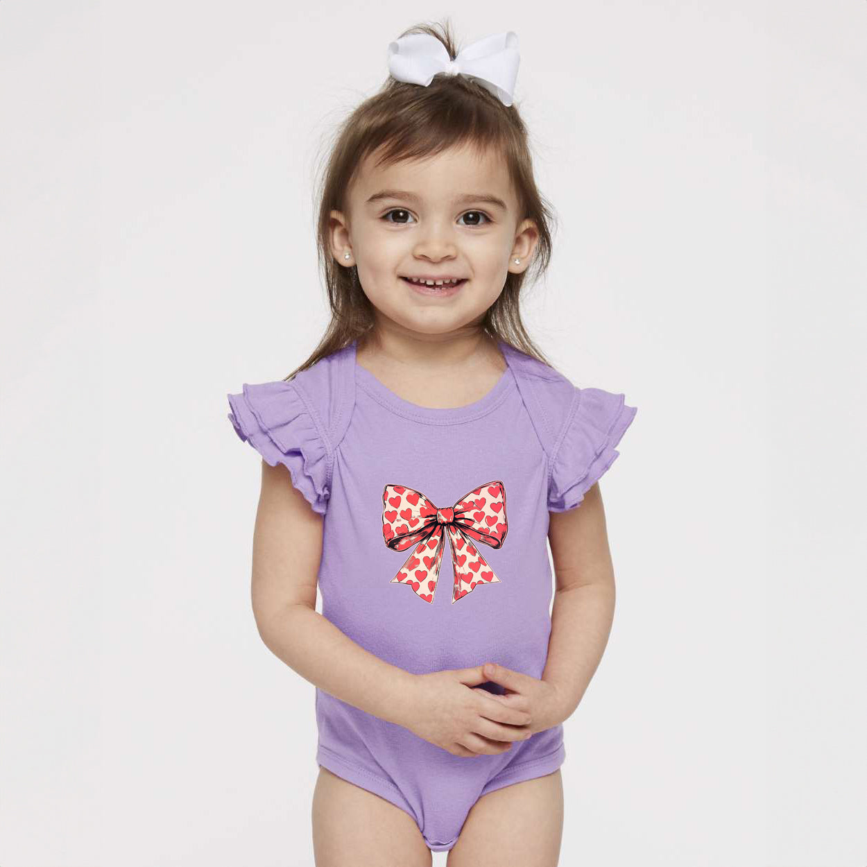Coquette Hearts | Baby Graphic Flutter Sleeve Onesie