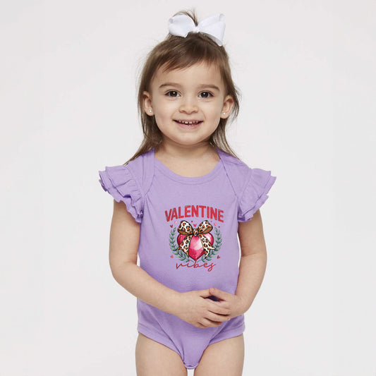 Coquette Valentine Vibes | Baby Graphic Flutter Sleeve Onesie