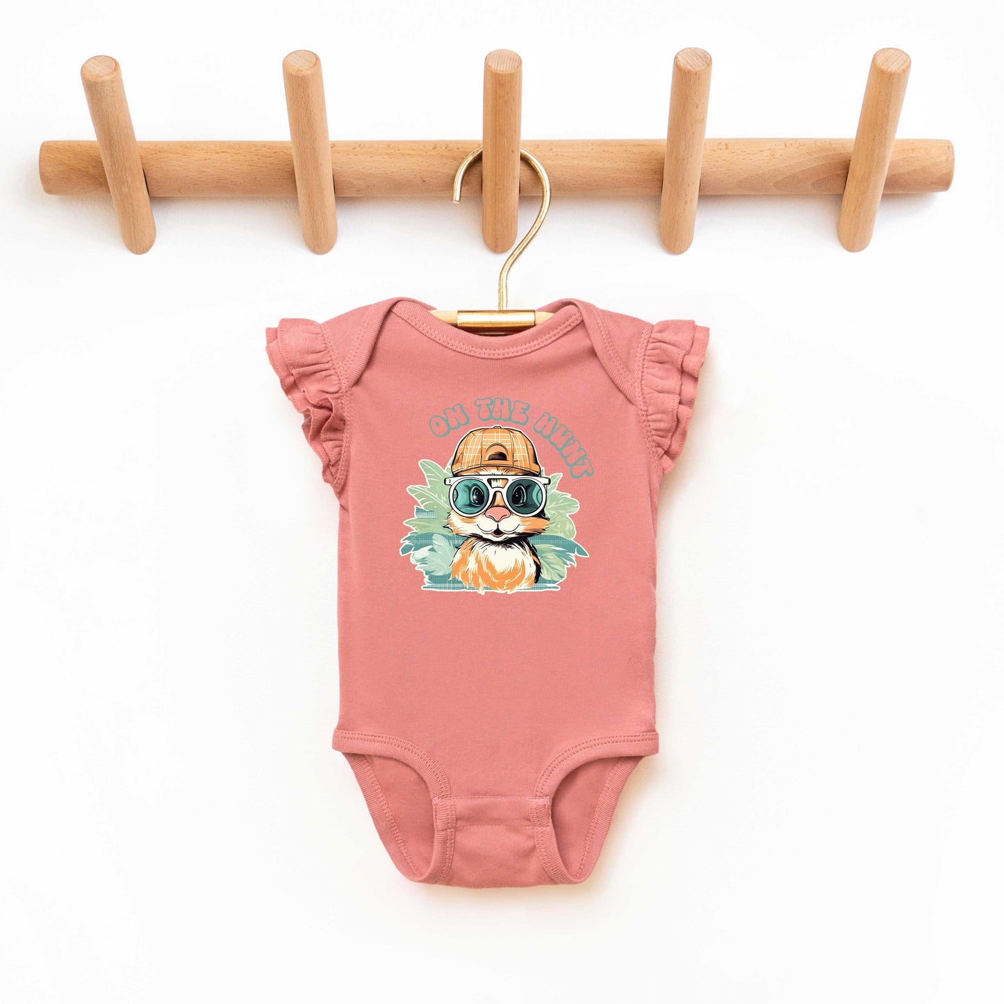 On The Hunt Bunny | Baby Graphic Flutter Sleeve Onesie
