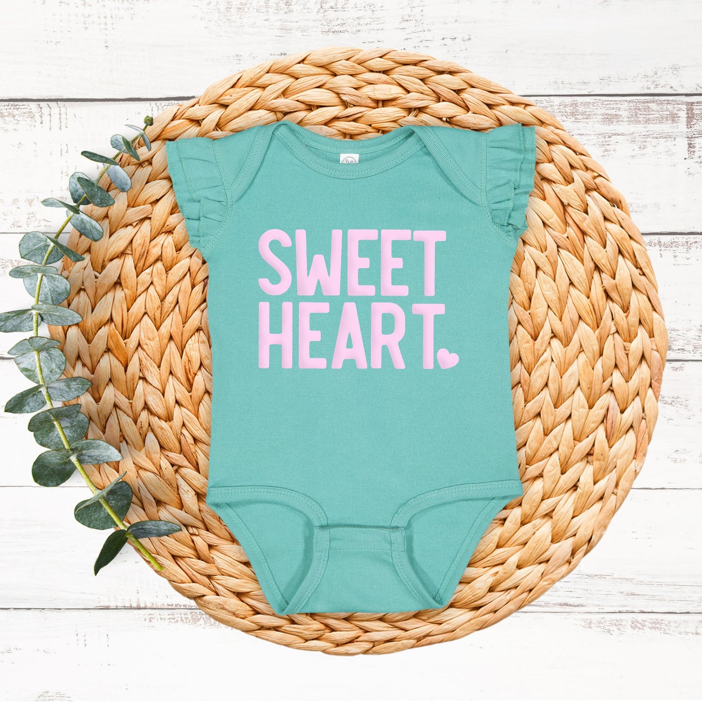 Sweetheart Puff Print | Baby Graphic Flutter Sleeve Onesie