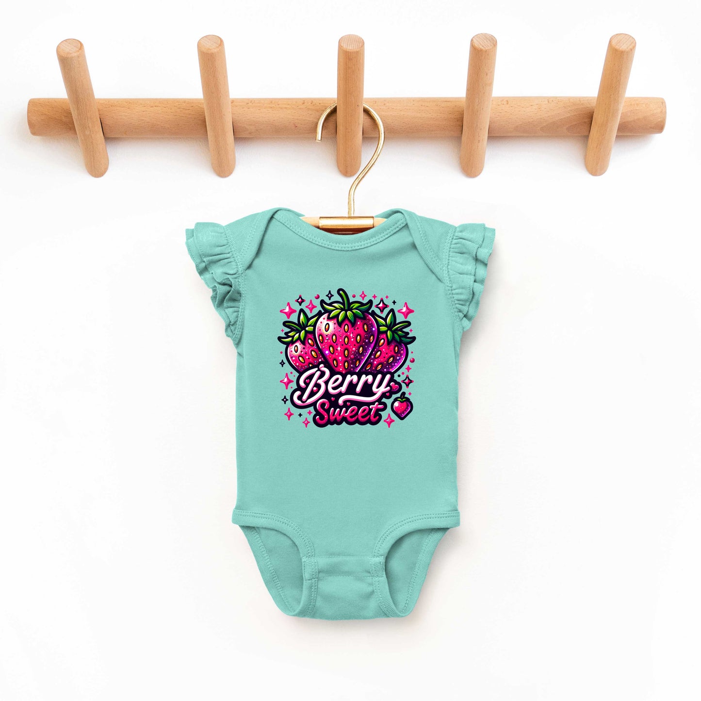 Berry Sweet Starwberry | Baby Graphic Flutter Sleeve Onesie
