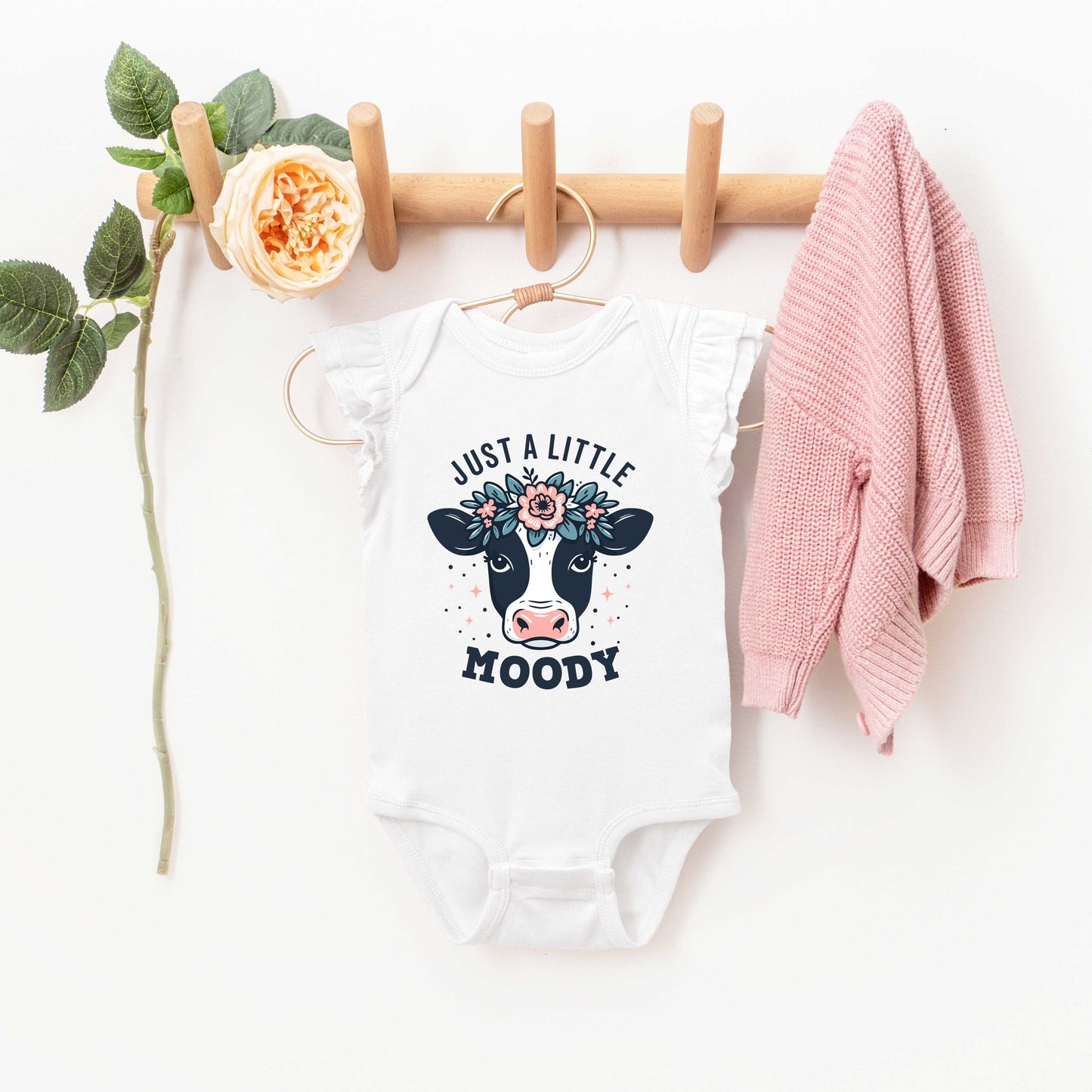 A Little Moody | Baby Graphic Flutter Sleeve Onesie