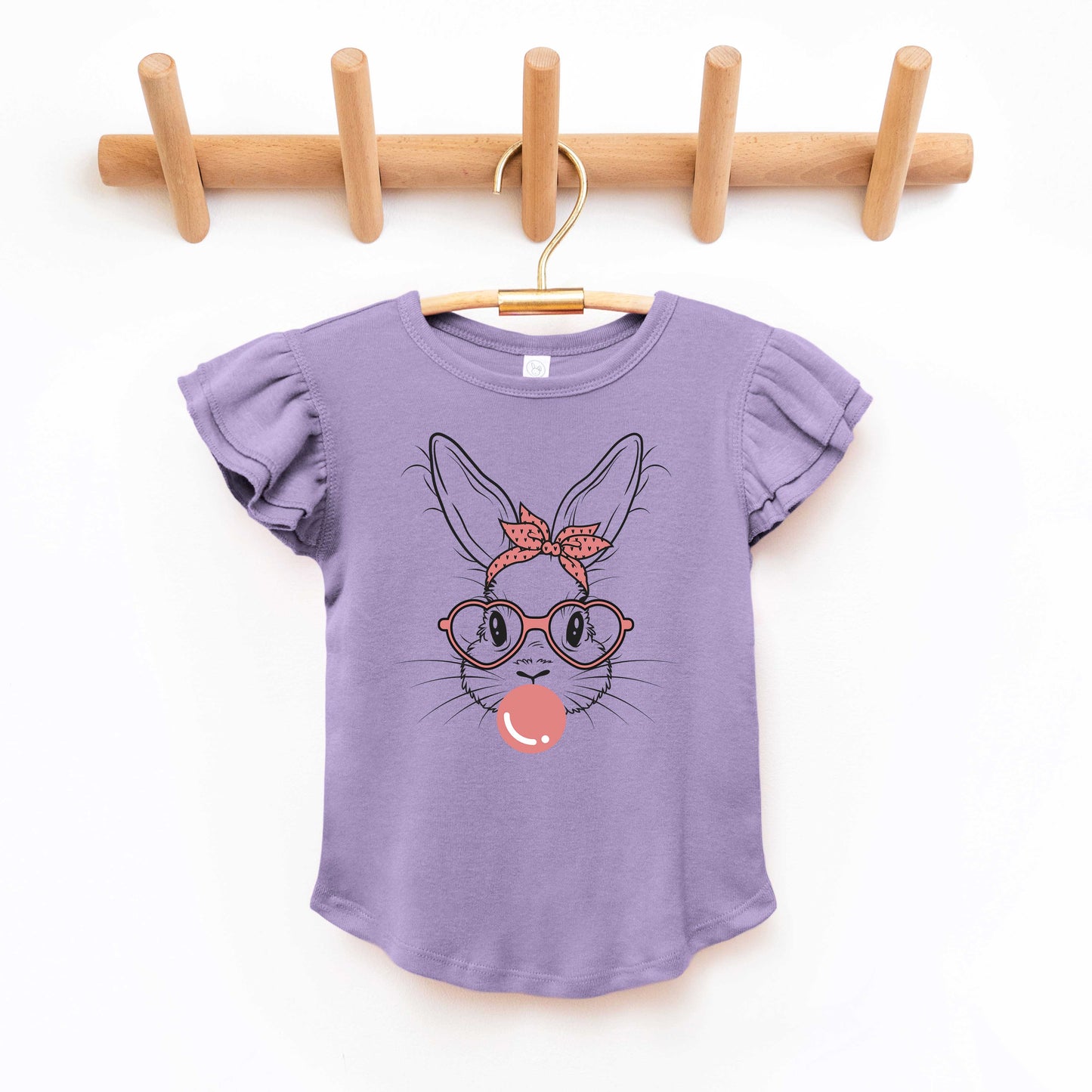 Easter Bunny With Bubble Gum | Toddler Flutter Sleeve Crew Neck