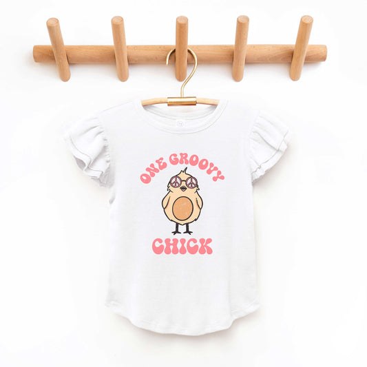One Groovy Chick | Toddler Flutter Sleeve Crew Neck