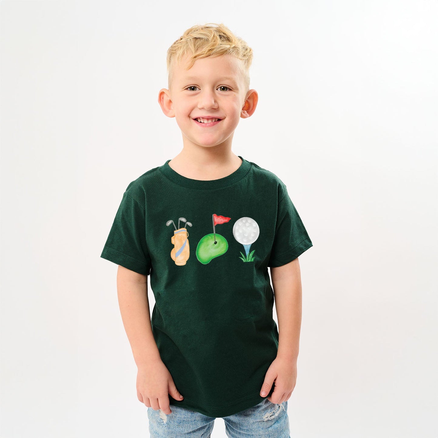 Golf Icons Watercolor | Toddler Graphic Short Sleeve Tee