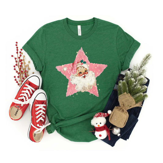 Pink Santa Star | Youth Graphic Short Sleeve Tee