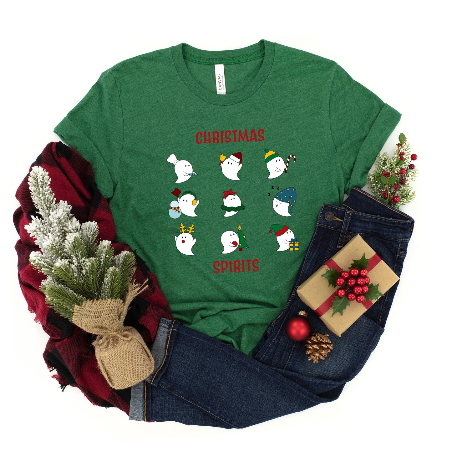 Christmas Spirits Red Words | Youth Graphic Short Sleeve Tee