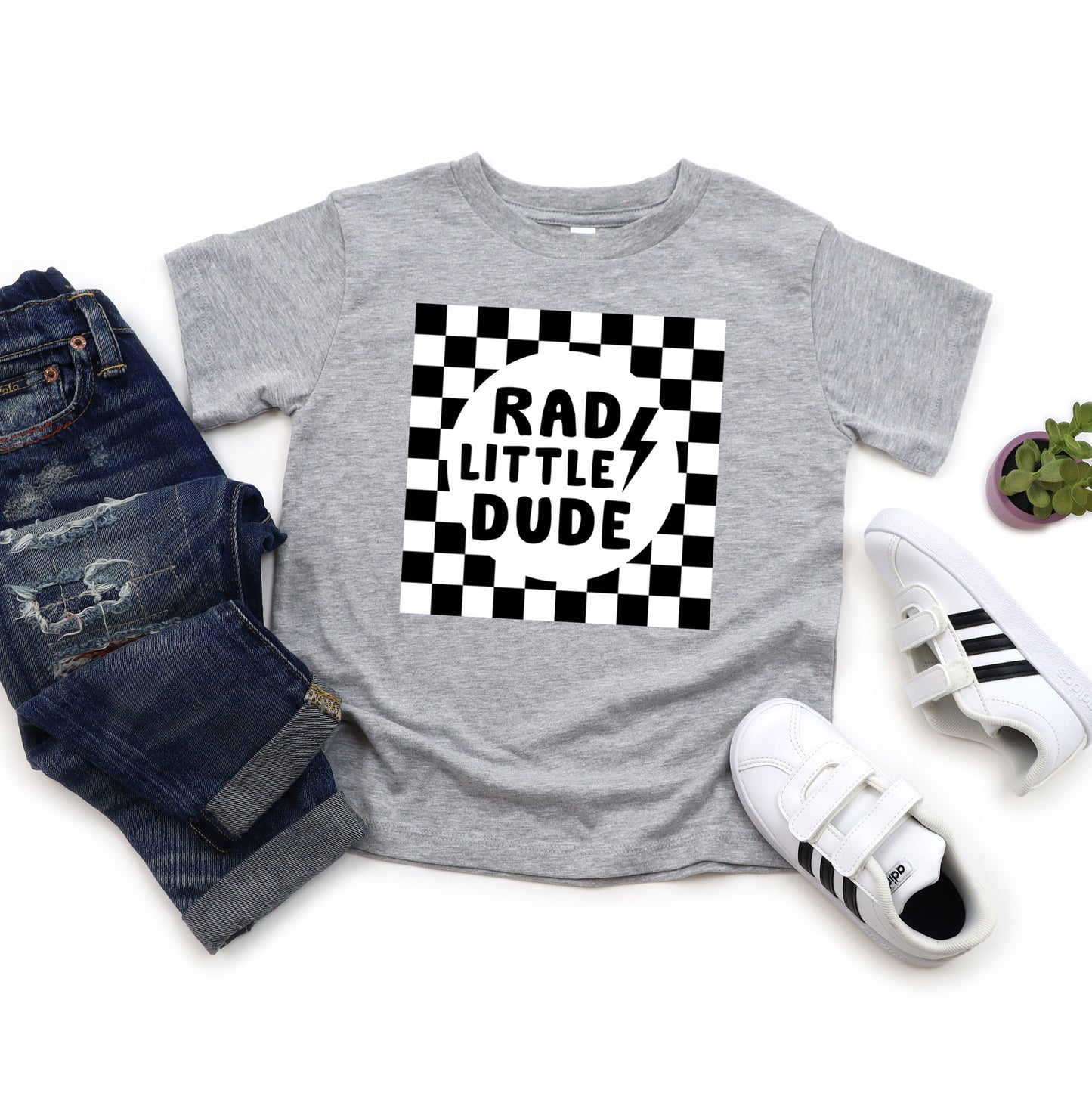 Rad Little Dude Checkered | Toddler Graphic Short Sleeve Tee