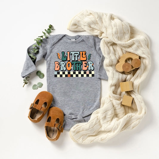 Little Brother Checkered | Baby Graphic Long Sleeve Onesie
