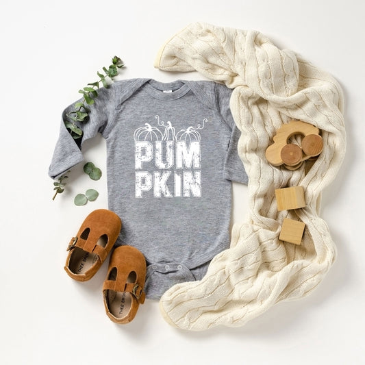 Pumpkin Distressed | Baby Graphic Long Sleeve Onesie