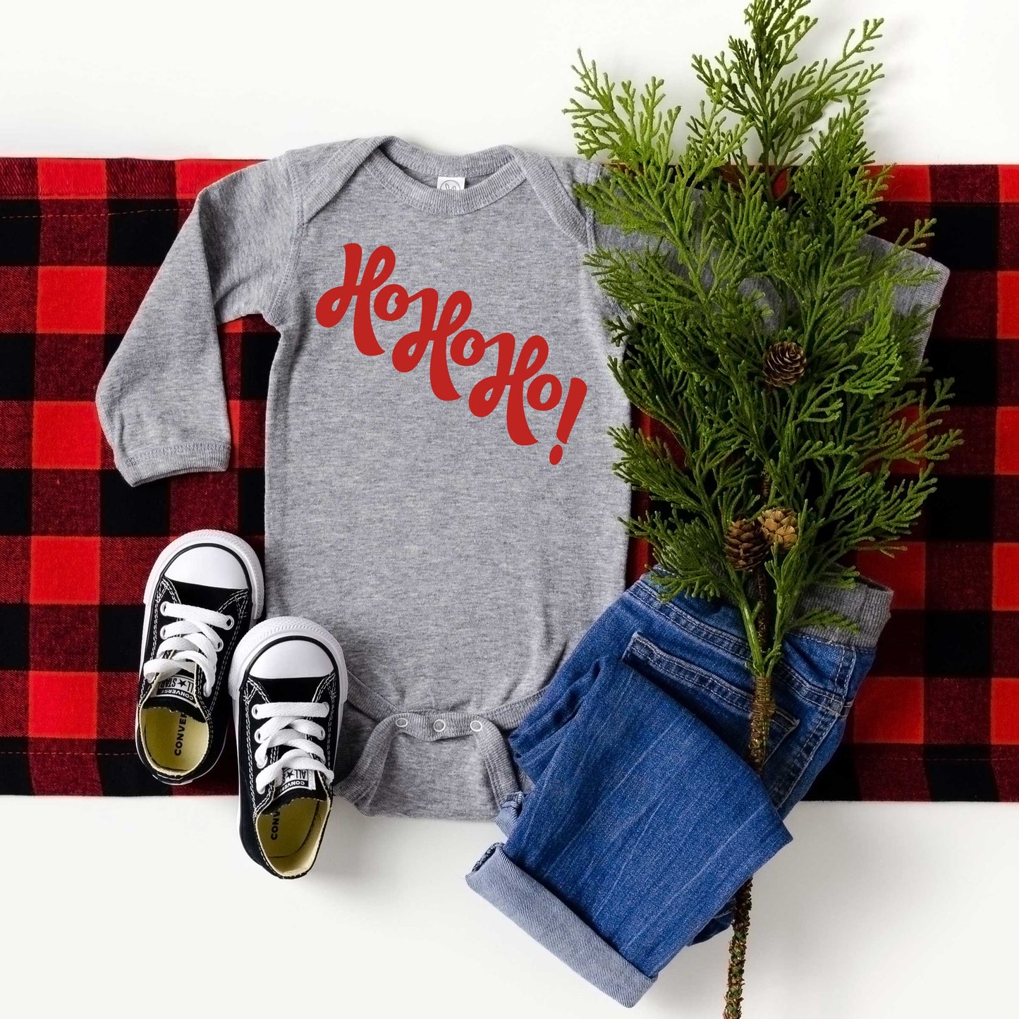 Diagonal Ho Ho Ho | Baby Graphic Long Sleeve Onesie