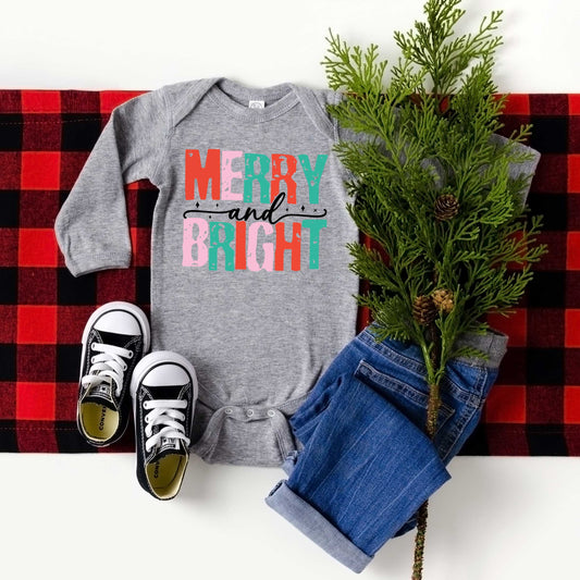 Merry And Bright Colorful | Baby Graphic Long Sleeve Onesie
