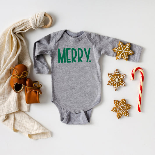 Merry Bold Word | Baby Graphic Long Sleeve Onesie