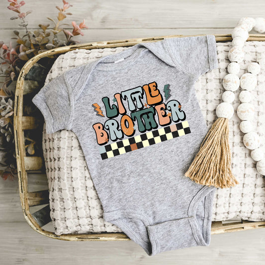 Little Brother Checkered | Baby Graphic Short Sleeve Onesie