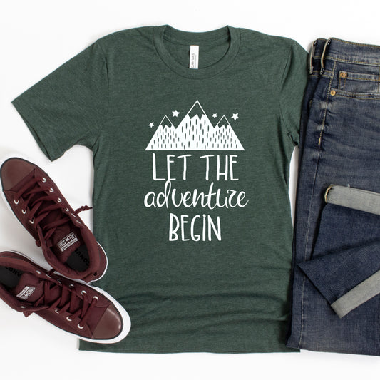 Let The Adventure Begin Mountains | Youth Short Sleeve Crew Neck