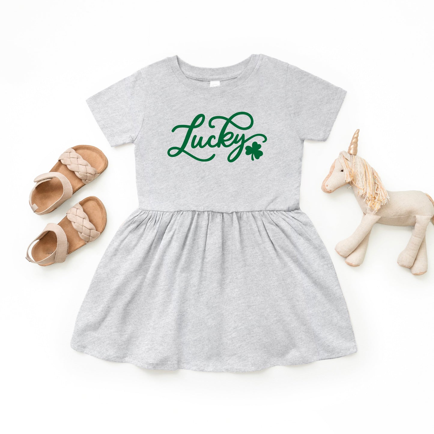 Cursive Lucky Clover | Toddler Graphic Dress