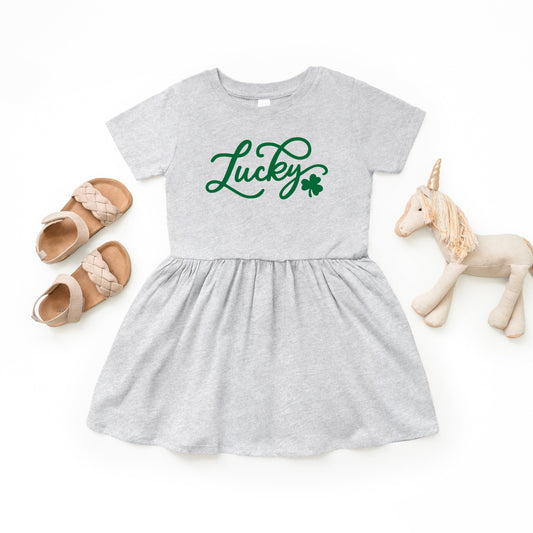 Cursive Lucky Clover | Toddler Graphic Dress
