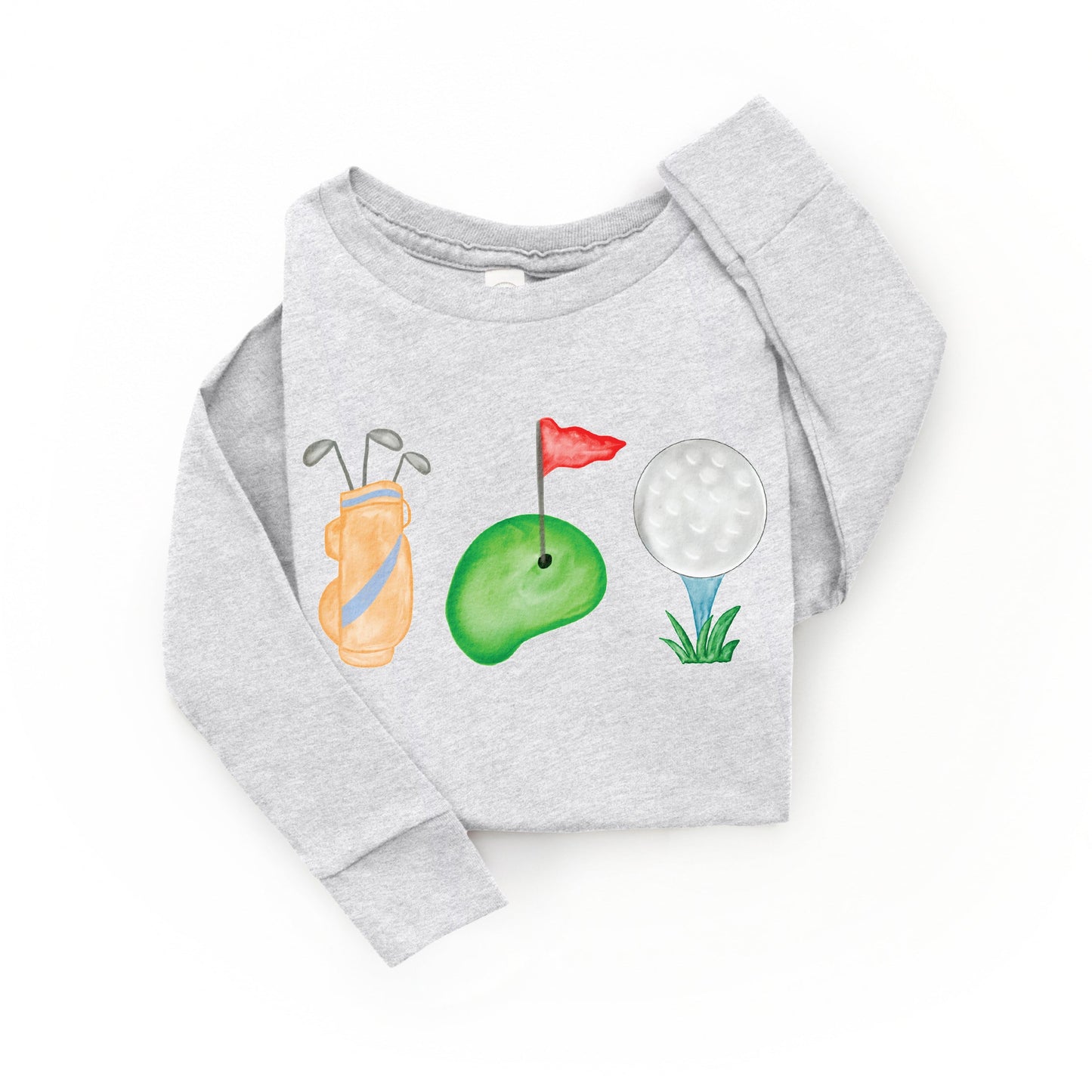 Golf Icons Watercolor | Toddler Graphic Long Sleeve Tee
