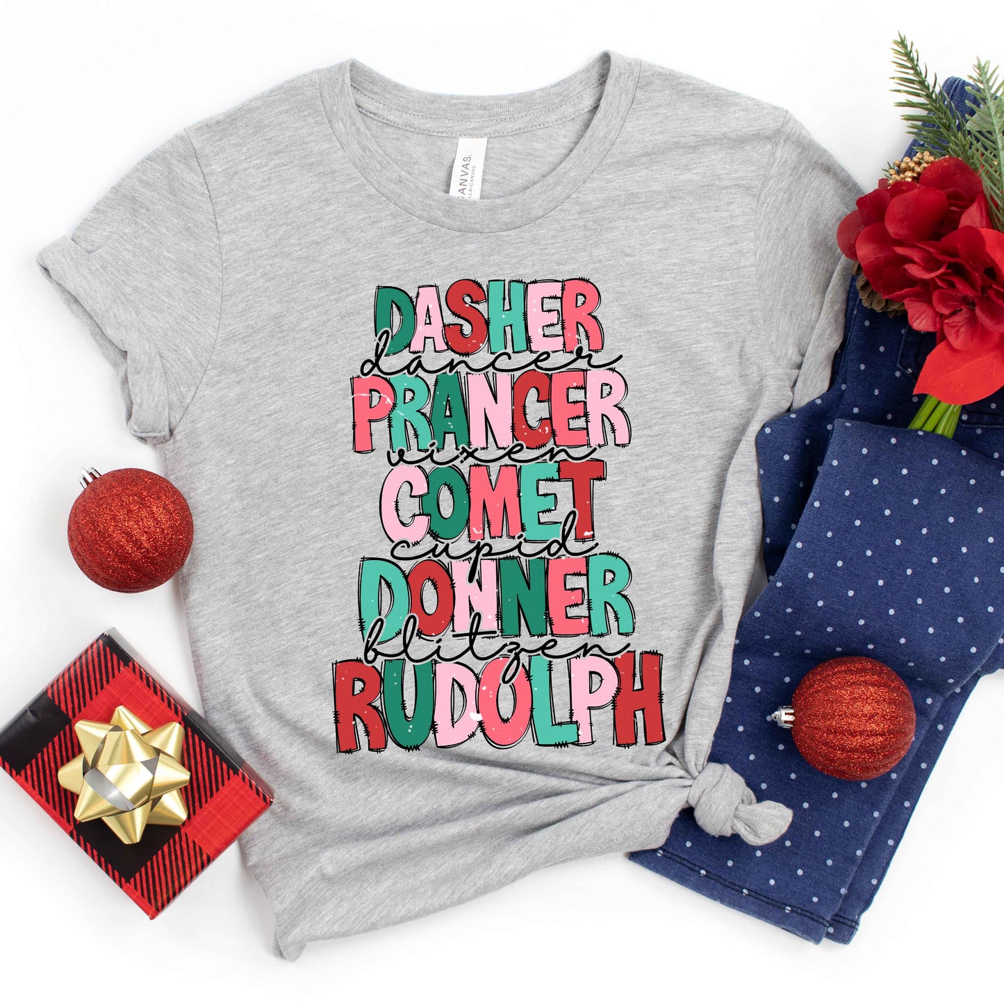 Reindeers Stacked | Youth Graphic Short Sleeve Tee