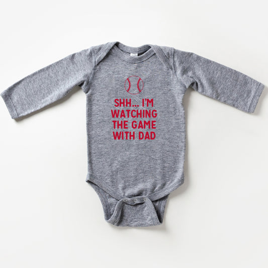 Watching The Game With Dad | Baby Long Sleeve Onesie