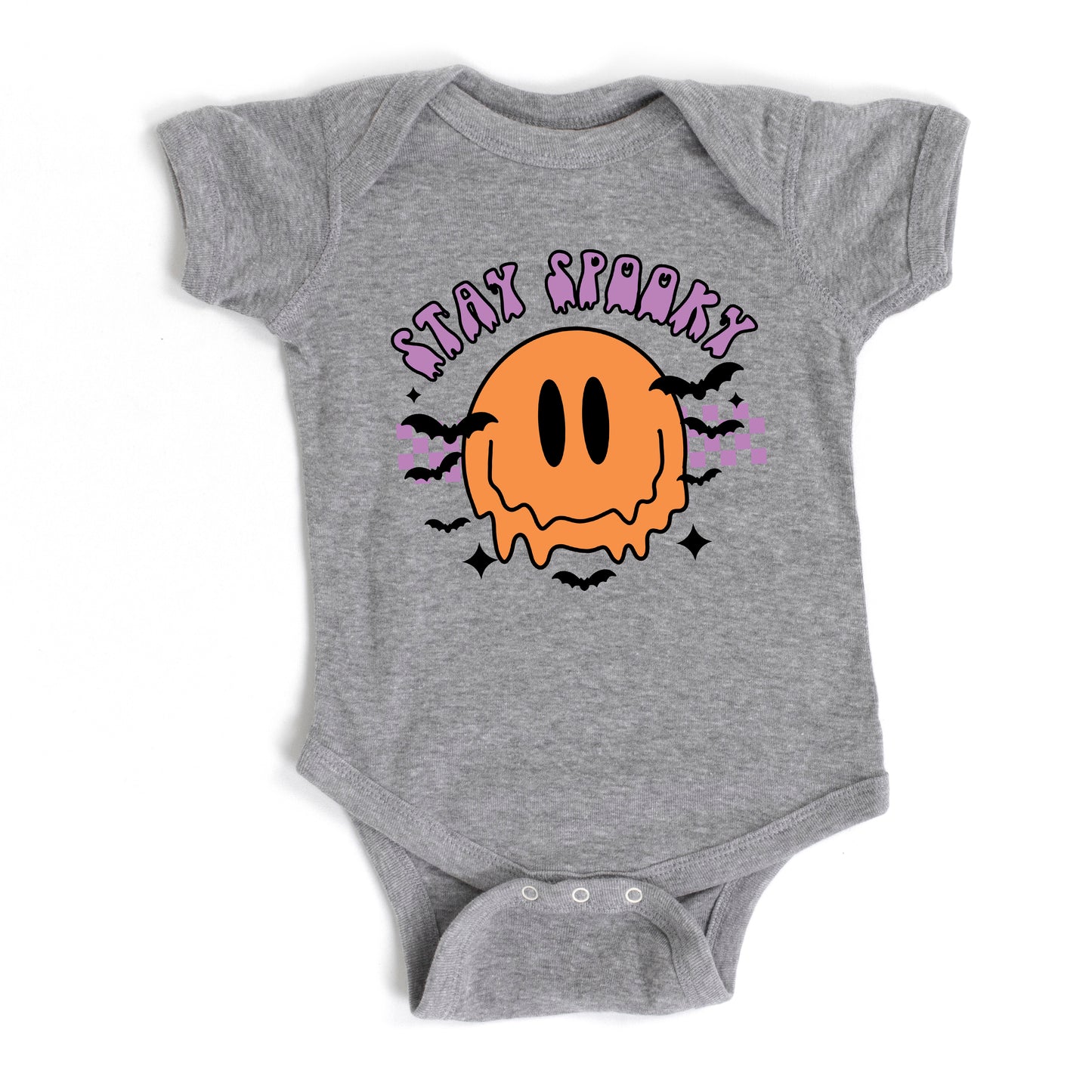 Stay Spooky Smiley Bats | Baby Graphic Short Sleeve Onesie