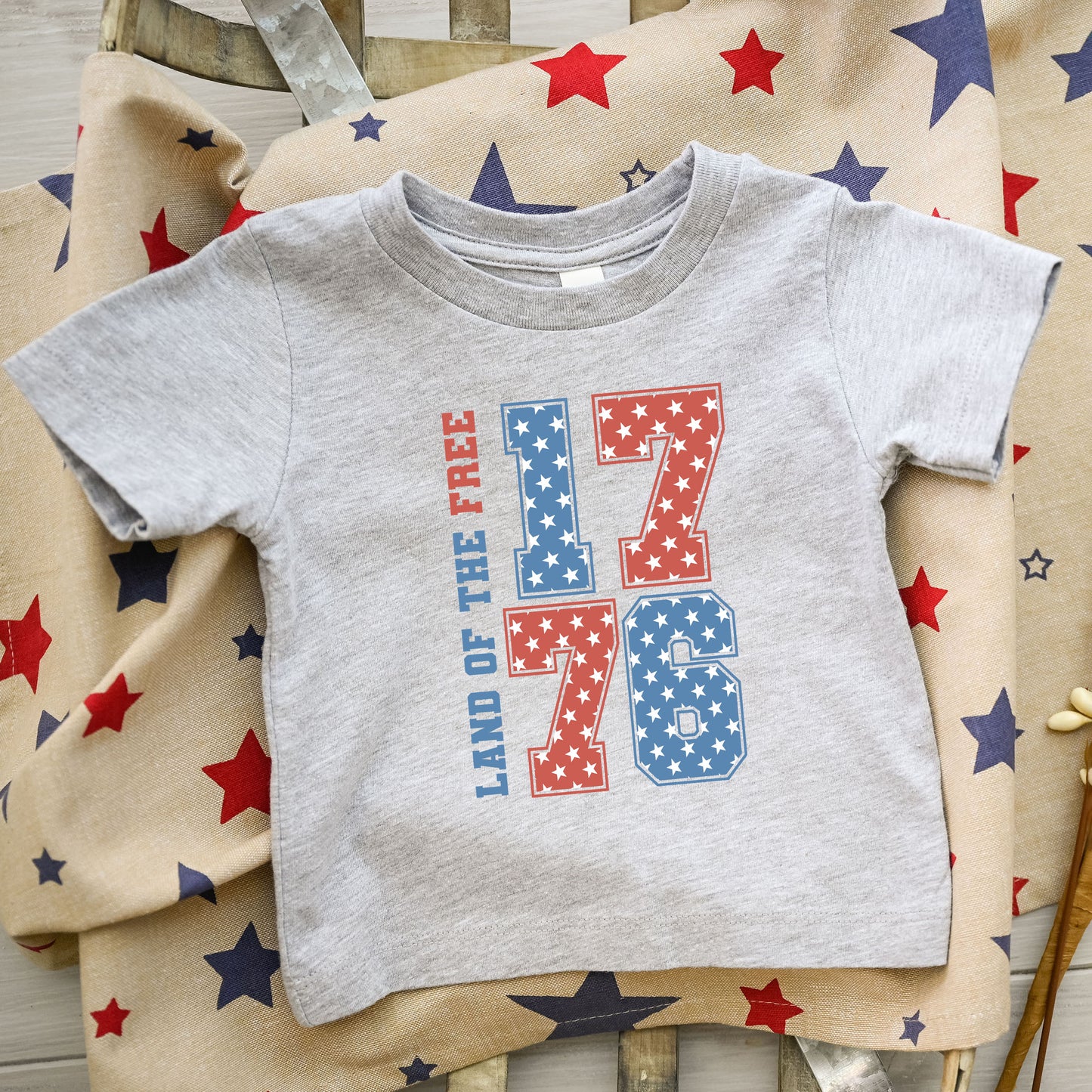 Land Of The Free Retro Stars | Toddler Short Sleeve Crew Neck