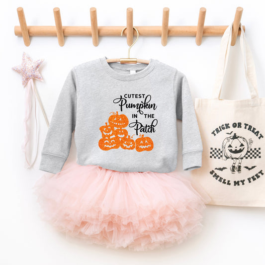 Cutest Pumpkin In The Patch Glitter | Toddler Graphic Sweatshirt