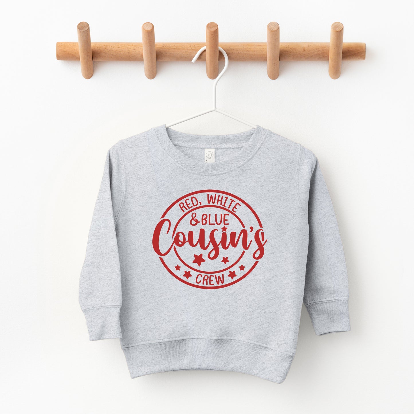 Red White And Blue Cousin's Crew | Toddler Sweatshirt