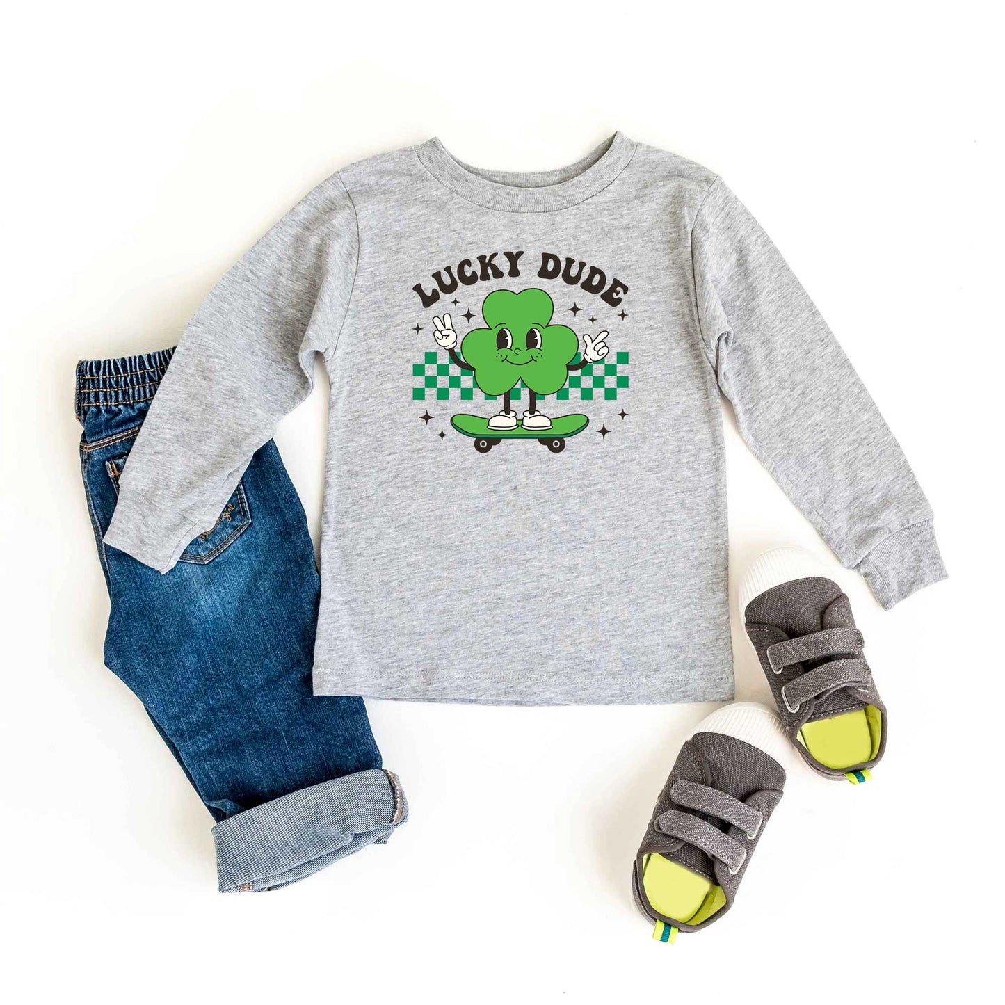 Lucky Dude Skateboard | Youth Long Sleeve Tee