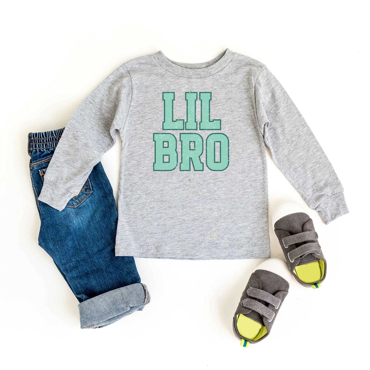 Lil Bro Distressed | Toddler Graphic Long Sleeve Tee