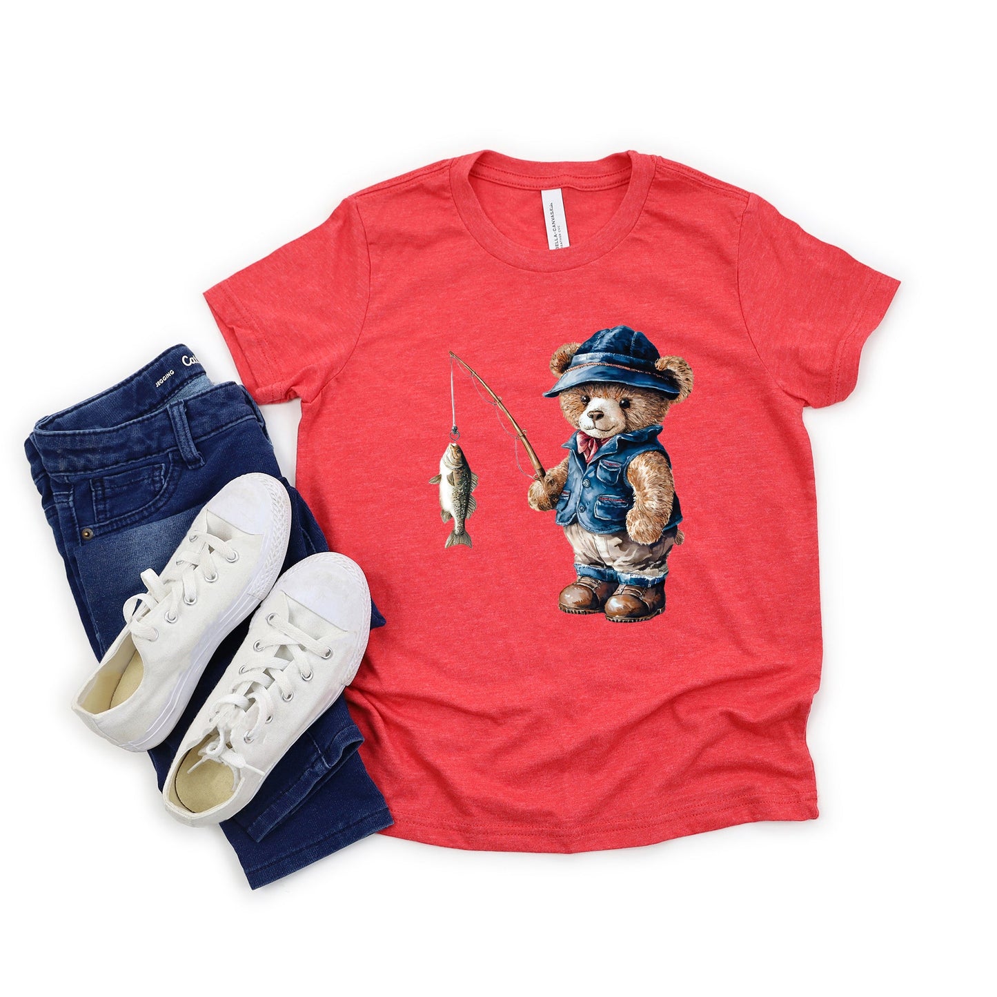 Teddy Bear Fisherman | Youth Graphic Short Sleeve Tee