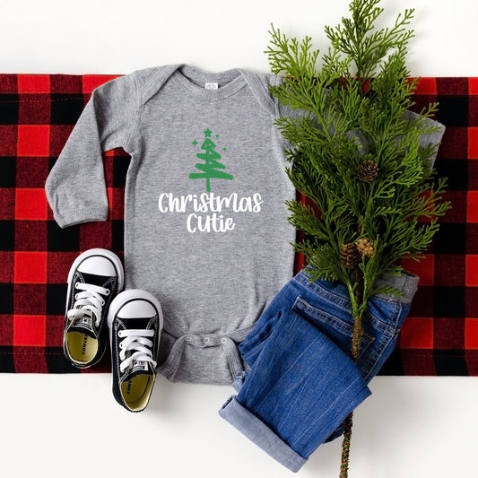 Christmas Tree Cutie Glitter | Baby Graphic Long Sleeve Onesie