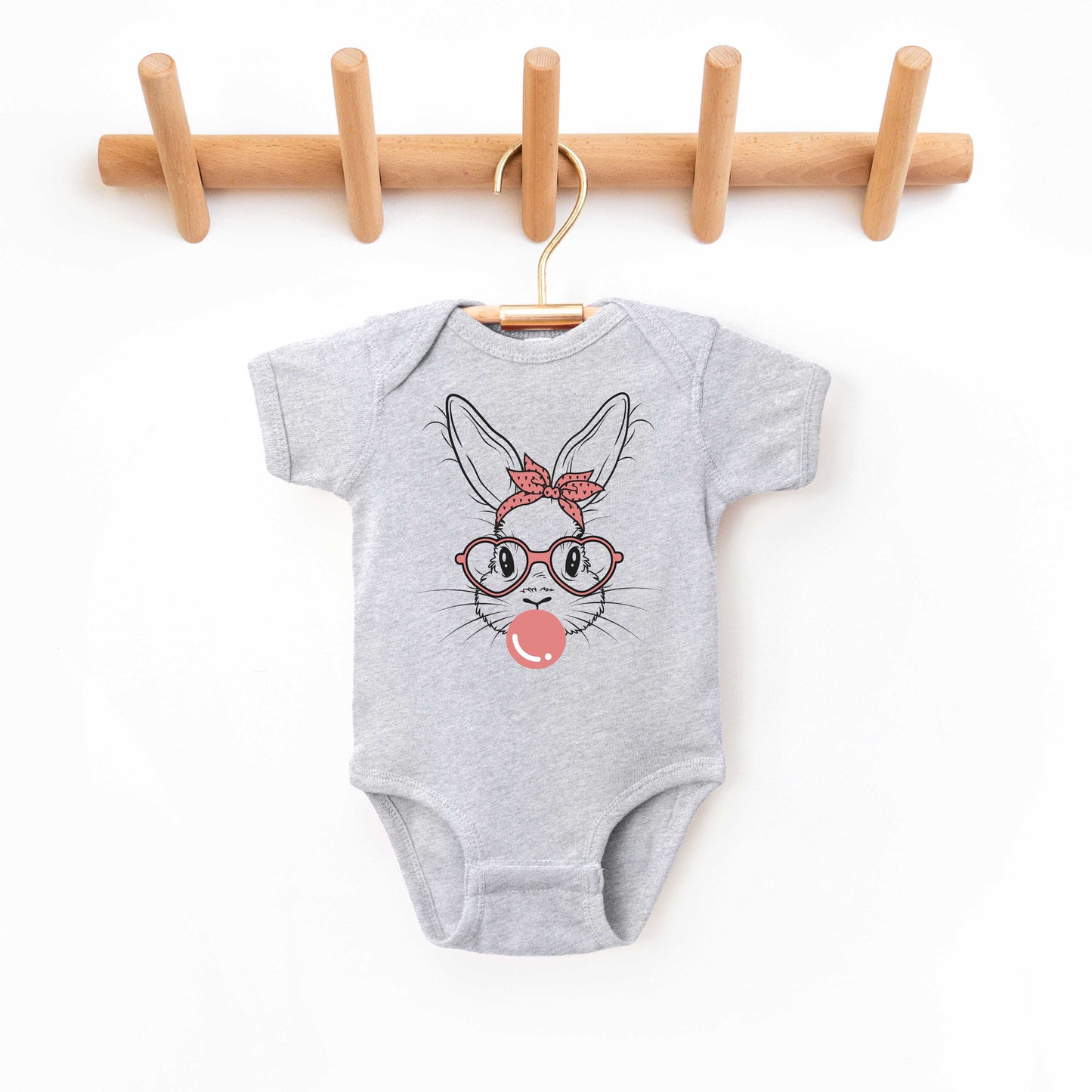 Easter Bunny With Bubble Gum | Baby Graphic Short Sleeve Onesie