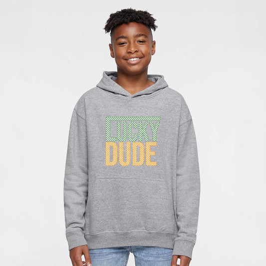 Block Checkered Lucky Dude | Youth Graphic Hoodie