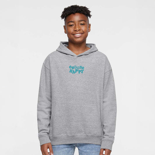 Embroidered Choose Happy Smiley Face | Youth Graphic Hoodie