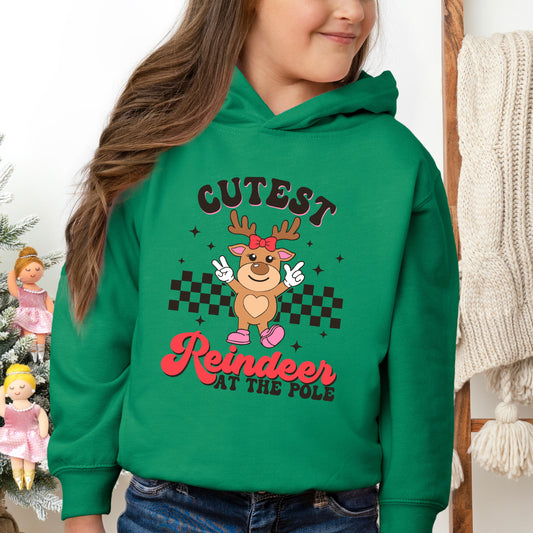 Cutest Reindeer At The Pole | Toddler Graphic Hoodie