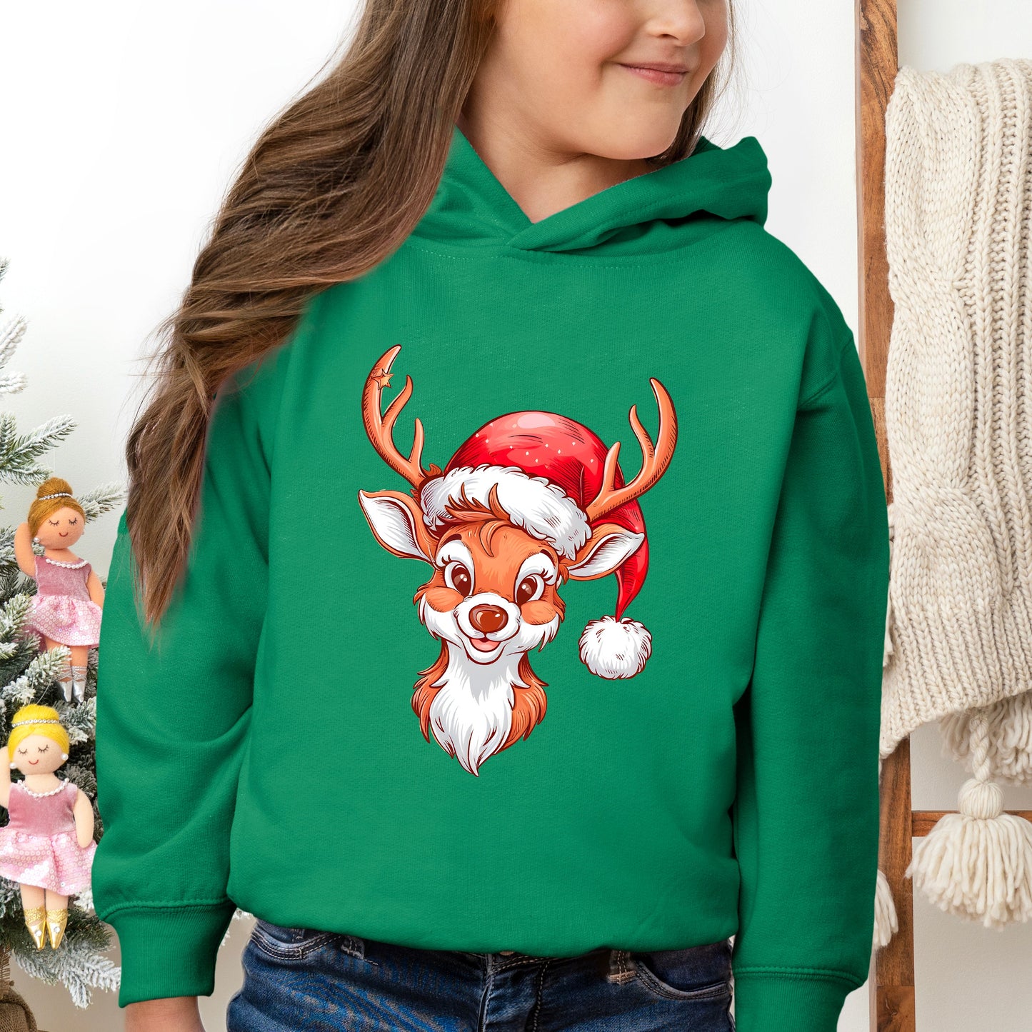 Cute Reindeer Head | Toddler Graphic Hoodie