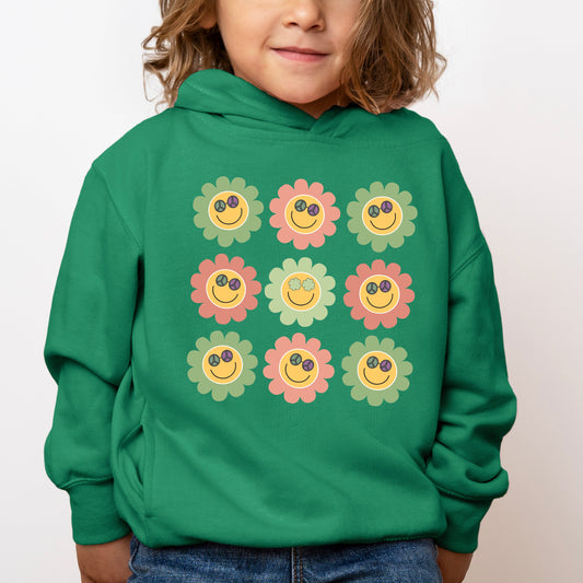 Smiley Flowers With Sunglasses | Toddler Graphic Hoodie