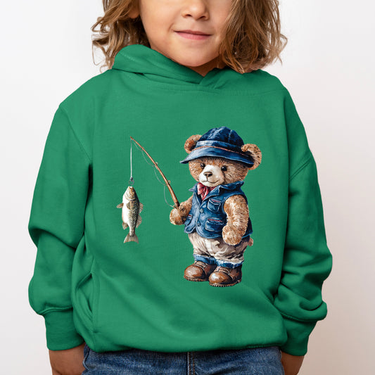 Teddy Bear Fisherman | Toddler Graphic Hoodie